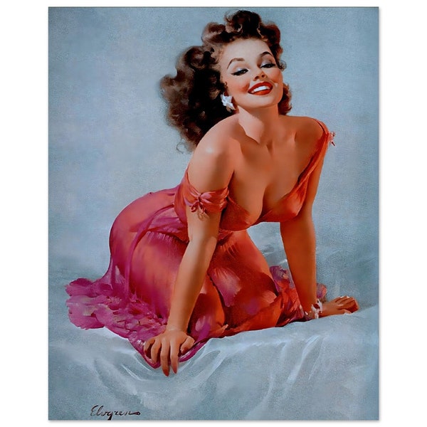 Vintage Gil Elvgren Print, Art PRINT, Vintage Decor, Vintage Art Print, Elvgren Girl,"The Art of Seduction'' Original Pin Up Vintage Print
