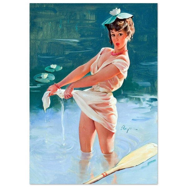 Vintage Gil Elvgren Print, Art PRINT, Vintage Decor, Vintage Art Print, Elvgren Girl,"The Art of Seduction'' Original Pin Up Vintage Print