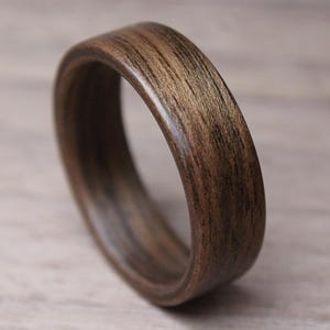 Walnut Wood Ring with Matte Finish. Handcrafted Bentwood Ring.