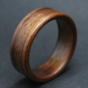 Wooden Ring - Rosewood Wedding Band. Matte Mens Ring.
