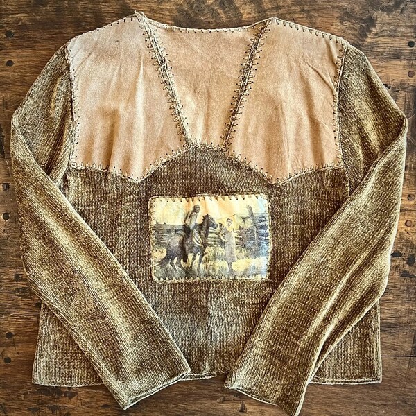 Stunning Lianne Barnes Rare Never Worn Vintage 90s Western Knit Patchwork Jacket