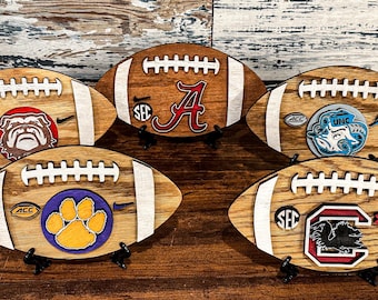3D College Wooden Football- Standard Size
