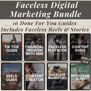 Faceless Digital Marketing Guide Bundle w/ Master Resell Rights MRR PLR Digital Products Faceless Guide DFY Social Media Instagram Faceless