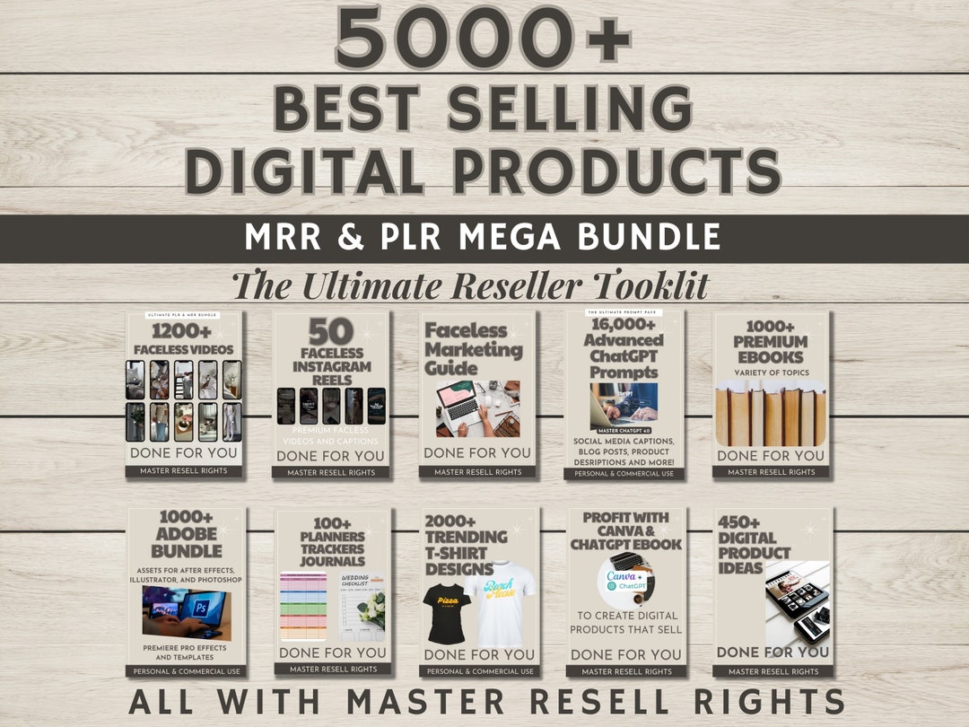 5000 PLR Digital Products Master Resell Rights Done for You Faceless ...