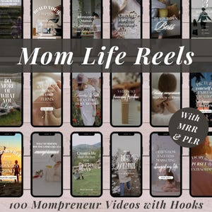 100 bobines de maternité avec crochets, faites pour vous Droits de revente maître Produit numérique MRR PLR Bundle de bobines de maman sans visage Contenu Instagram DFY