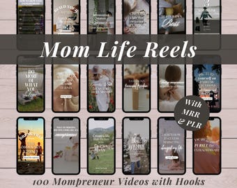 100 bobines de maternité avec crochets, faites pour vous Droits de revente maître Produit numérique MRR PLR Bundle de bobines de maman sans visage Contenu Instagram DFY
