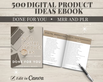 500 Digital Product Ideas eBook for Passive Income Master Resell Rights MRR Private Label Rights PLR Done For You Make Money Online