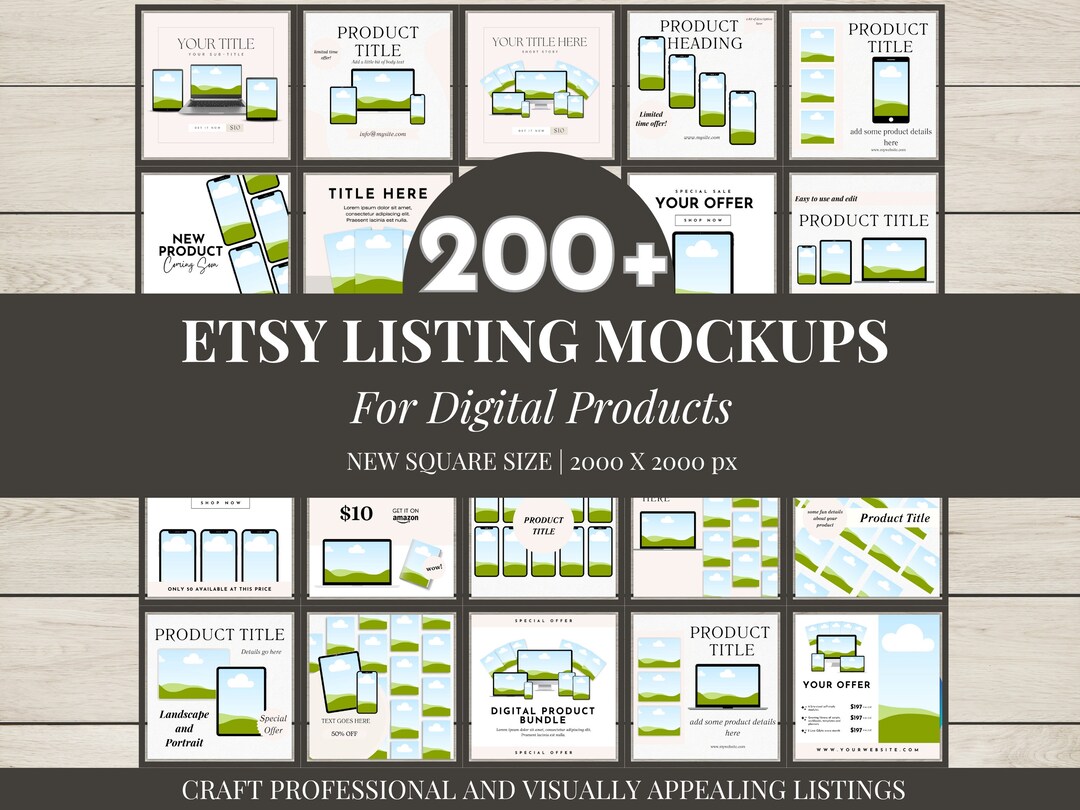 200+ Etsy Listing Mockup Templates Bundle Digital Product Listings ...