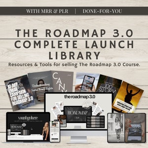 Bibliothèque de lancement complète de la feuille de route 3.0 - Fait pour vous | Entonnoir de conversion + Campagne e-mail + Modèles pour réseaux sociaux + Ebook Canva | RMP et DPP