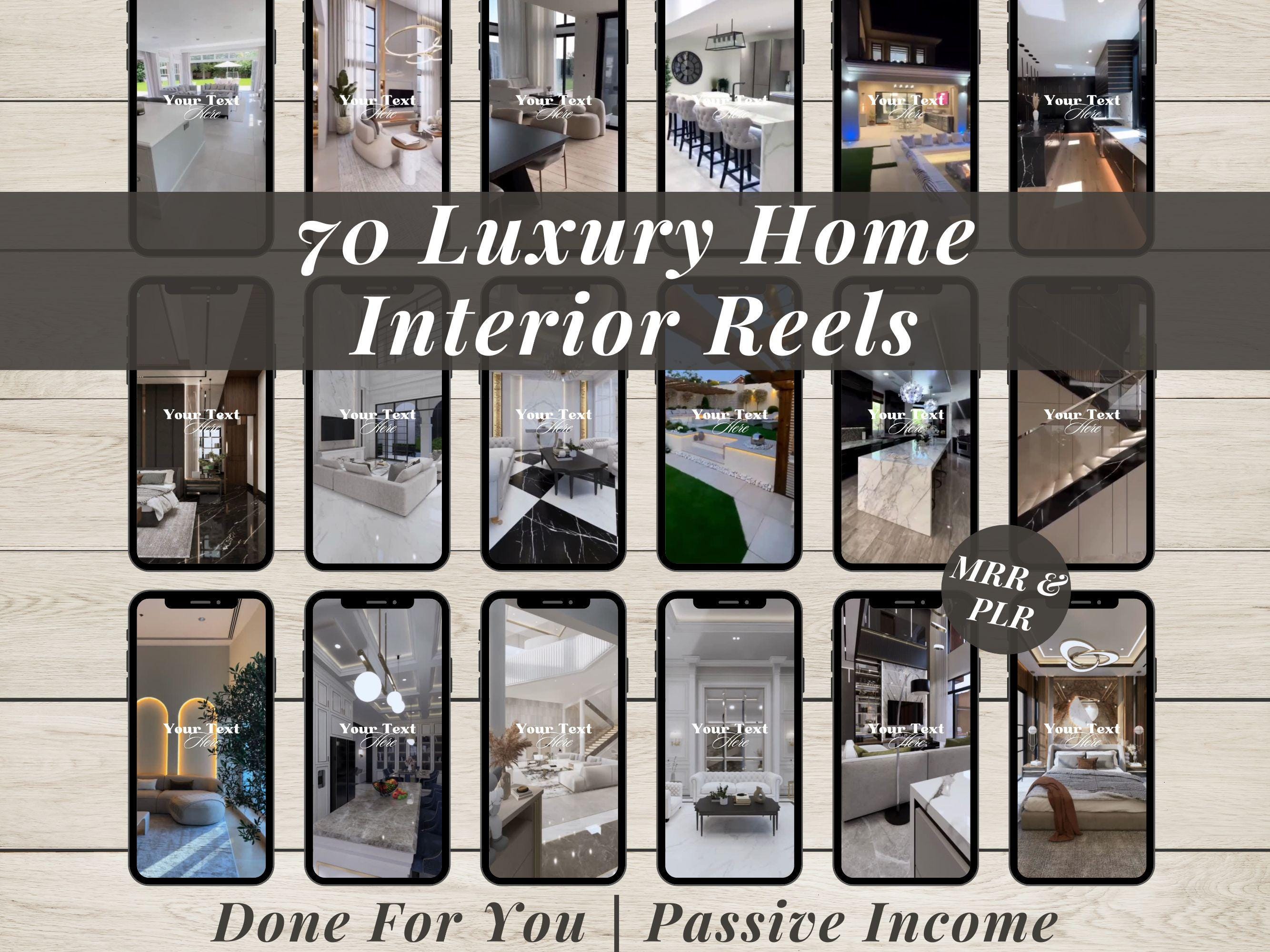 Immobilier pour la maison de luxe Bobines vidéo pour agent immobilier Droits de revente maître MRR DPP Produit numérique Marketing sans visage Lot de revenus passifs Instagram