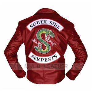 Riverdale Southside Serpents Jughead Jones Embroidery Genuine Leather Jacket