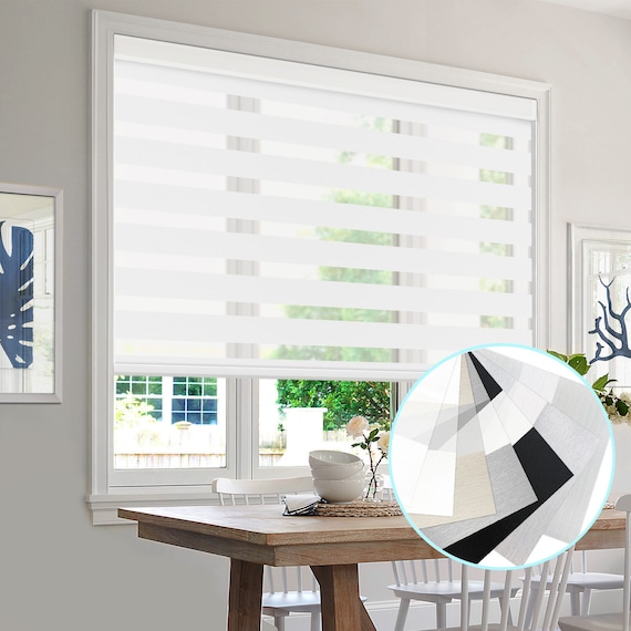 Custom Size Zebra Blinds: Dual Layer Day and Night Shades