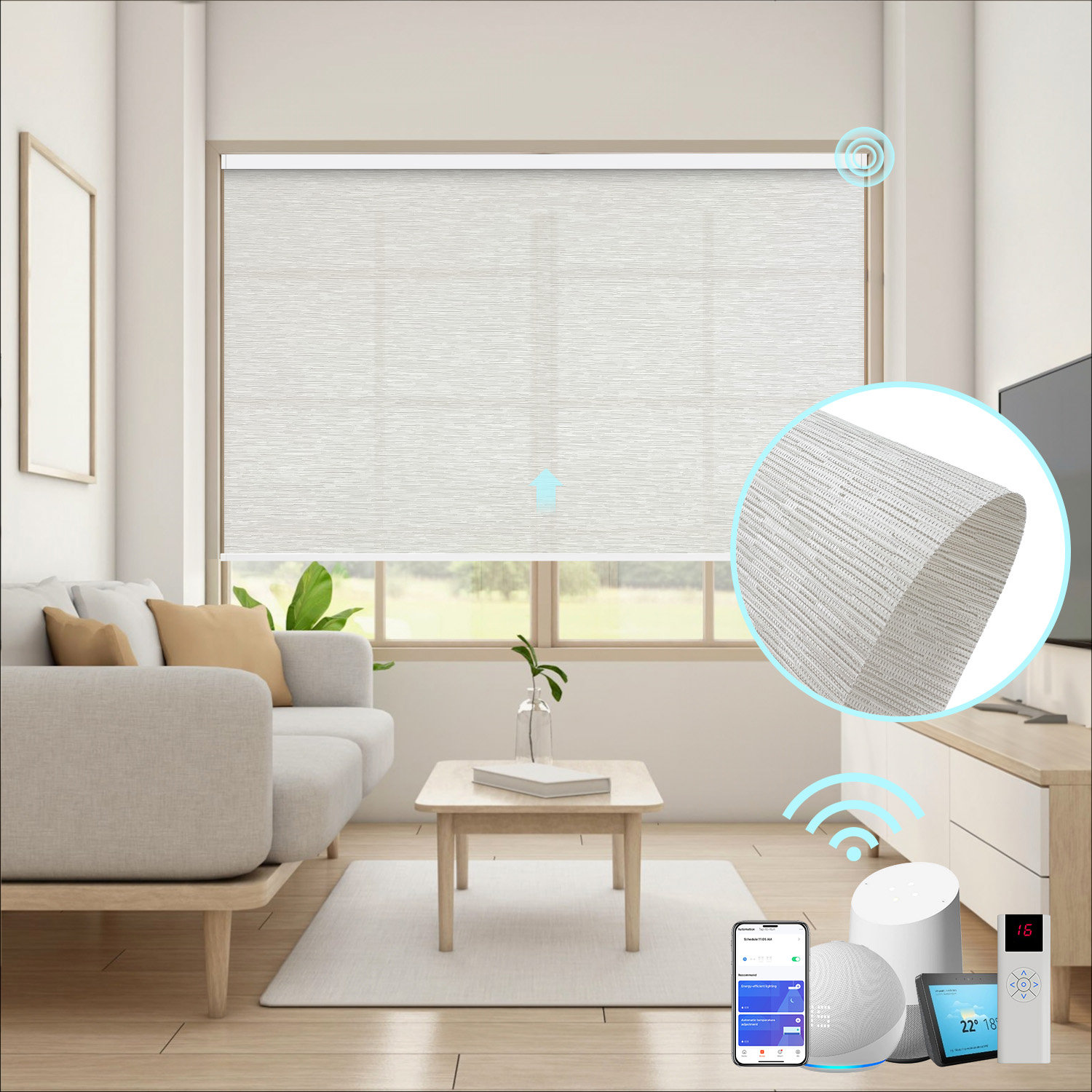 Cut-to-Size Remote Controlled Roller Shades for Window Doors, Cordless Zigbee Automatic Blinds, USB Type-C Charging Motor, EASY INSTALLATION