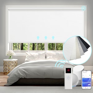 Remote Controlled Motorized 100% Blackout Roller Shades for Windows, Zigbee Automatic Smart blinds, USB-C Charging, UV protect, Easy Install