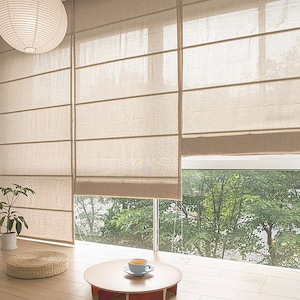Customized Roman Shades for Windows, Doors, Washable Fabric Roman Curtains. EASY INSTALL, Various Fabric, Large Size Available