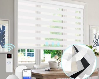 Motorized Zebra Blinds: Remote & App Control, Rechargeable Battery