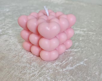 Heart candle, bubble candle, modern decoration, funny candle, rapeseed wax, natural wax, color gradient