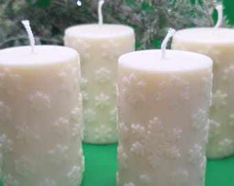 Advent candle, winter candle, snowflake, pillar candle, handmade candle, vegan