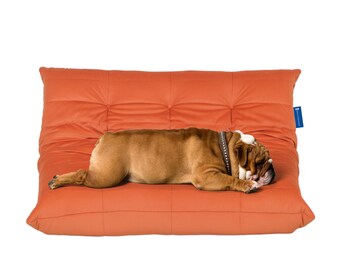 Orange Tufted Dog Bed Pillow - Plush Pet Lounger