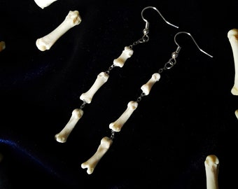 Real Fox Feet Bone Drop Earrings