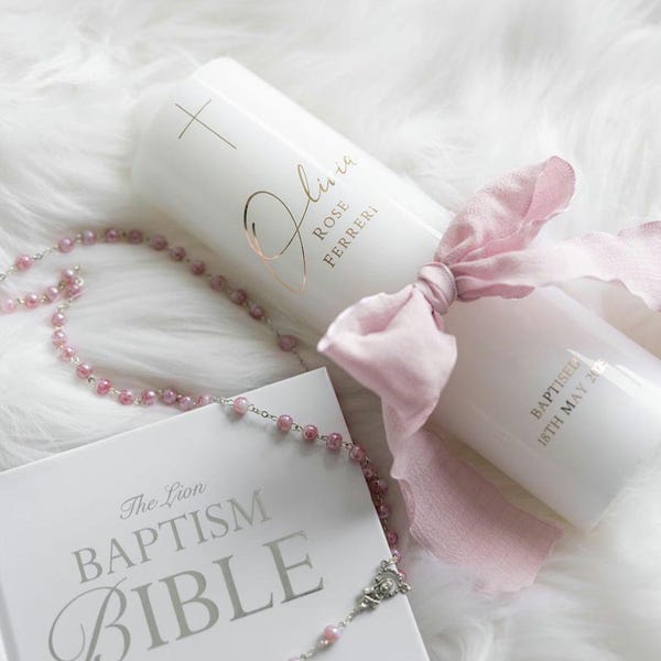 Baptism Candle | Personalised Candle | Christening Candle | Customised Candle with a Bow