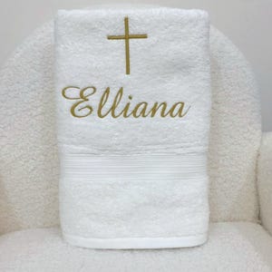 Baptism Towel | Embroidered Bath Towel | personalised Towel | Christening Embroidery Towel