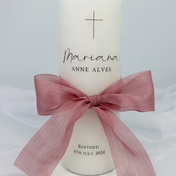 Baptism Candle | Personalised Candle | Christening Candle | Customised Candle with a Bow