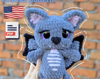 Amigurumi Plush Bat Crochet Pattern: Halloween Toy (PDF)