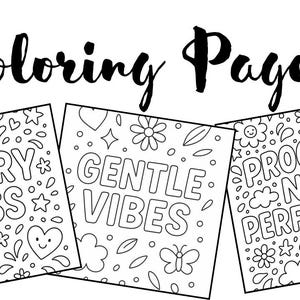 Páginas para colorir sobre saúde mental – 5 estampas divertidas de autocuidado | Folhas para colorir com citações inspiradoras | Download instantâneo em PDF