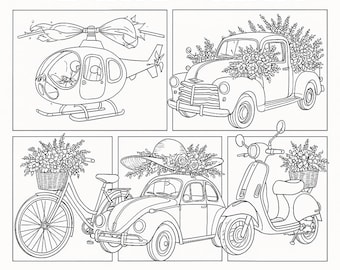 Retro Rides – Printable Coloring Pages | Vintage Vehicle Coloring Set – Instant Download