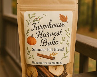 Farmhouse Harvest Bake Simmer Pot | Fall Stovetop Potpourri | Dried Botanical Scent Blend | Cozy Autumn Scent | Wall Learn Studios
