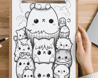 Squishes Printable Coloring Book – 9 Pages – Easy Shading for Young Kids