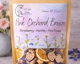 Pink Orchard Breeze Simmer Pot, Strawberry Vanilla Citrus, Stove Top Potpourri, Summer Home Fragrance, Natural Botanical Blend