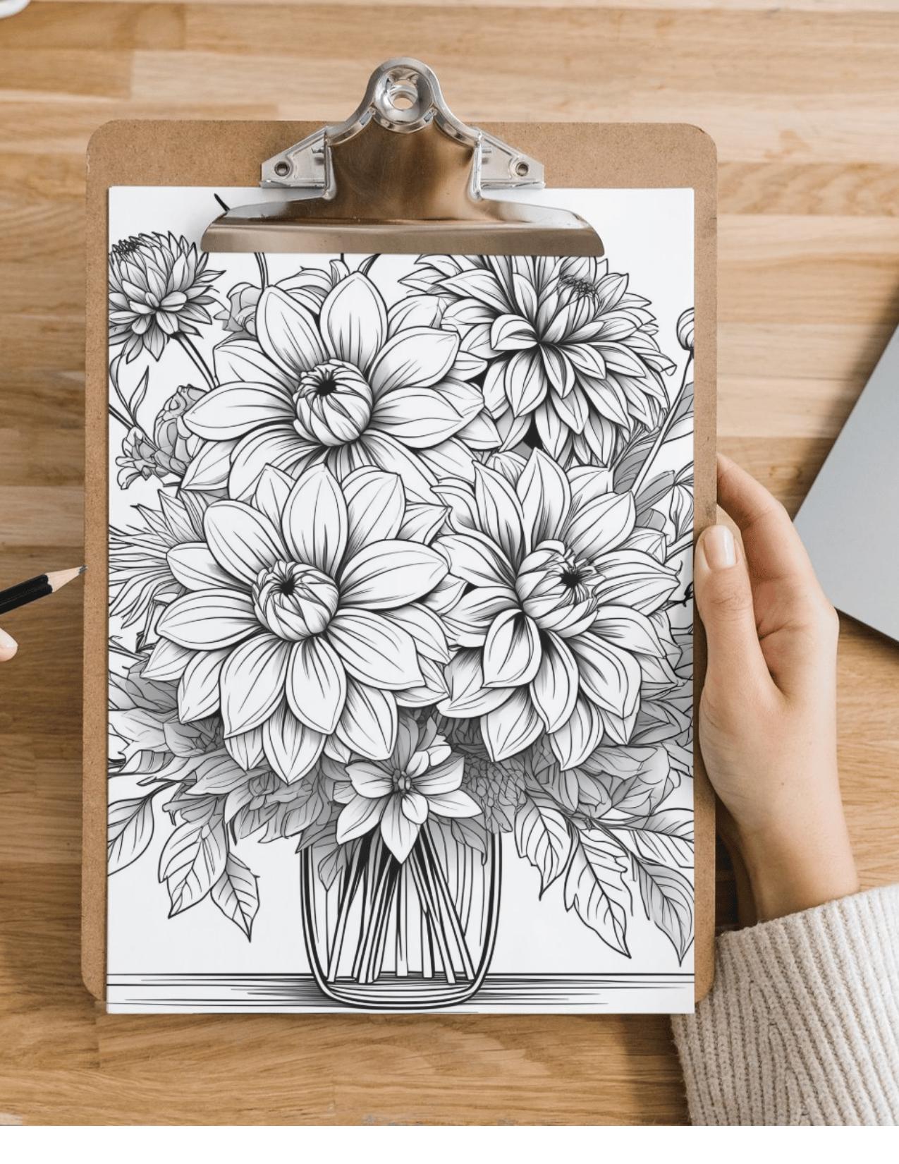 Beautiful Flower Coloring Pages – 10 Printable Designs – Instant Digital Download