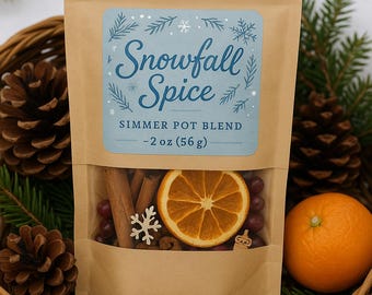 Snowfall Spice Simmer Pot Blend | Winter Stove Top Potpourri | Cozy Home Fragrance | All-Natural Botanical Blend | Handmade Holiday Gift