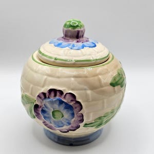 Jarra antigua Kirklands Embassy Etruria Ware, circa 1938-47, con tapa.