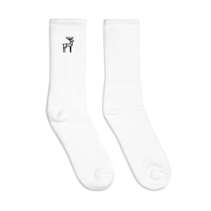 Custom Christmas Reindeer Embroidered socks, Custom Embroidery fonts, Novelty Crew Socks, Compression socks, gift for mom, Vintage, golf