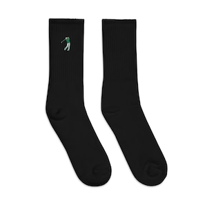 Custom Golfer Handmade Embroidered socks, Embroidery Fonts, fun socks, Back to School gift idea, Halloween, Fall Socks, Christmas