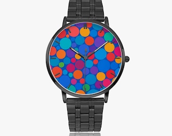 Colorful Circles Watch - Women's Fashion - Funky Wrist, Valentine’s Day, Mother's Day, 4th of July, Fathers Day