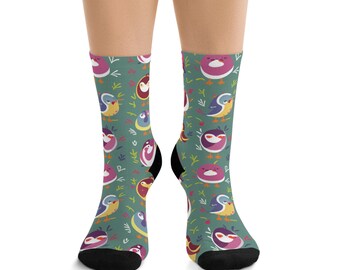 Bird Sock, Funny Pattern, Novelty Socks, Custom Socks, Funny Socks, Food Socks, Cute Gifts, Comfortable Socks, Novelty Apparel, Cozy Socks