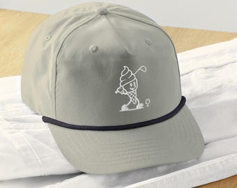 Ice Cream Golf Embroidered Hat - Novelty Golf Cap, Valentine’s Day, Mother's Day, 4th of July, Fathers Day