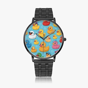 Custom Rubber Duck Steel Strap Quartz watch Handmade Watches,  watches, Gift Idea for him or her, Vintage, golf, School, Personalized Gift