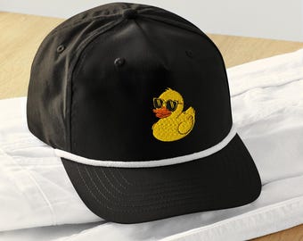 Custom embroidered Rubber Duck Golf rope cap, Custom embroidery fonts Golf hats, Handmade embroidery, Vintage Style Golf Hat, Halloween