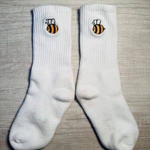 Custom Embroidered Socks Socks, Bumble Bee Crew Socks,  Socks, Custom Embroidery, Novelty socks,  Socks, Christmas,, School, Halloween