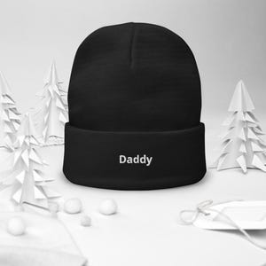 Custom Embroidered &#39;Daddy&#39; Beanie: Cotton Blend Novelty Hat, Wedding gifts, Christmas Gift Idea, Cute, personalized name beanies