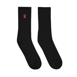 Breast Cancer Embroidered socks Socks, Custom embroidery, Customized socks, Crew socks, Compression socks, Christmas, Vintage, Halloween
