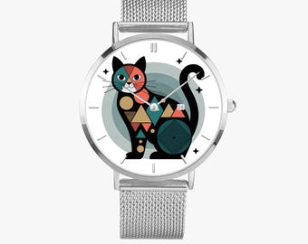RARE Vintage Laurel Burch “Wild Cat” Watch Vintage Laurel Burch Wild Cat Watch: Rainbow Enamel, Purple  main image 4