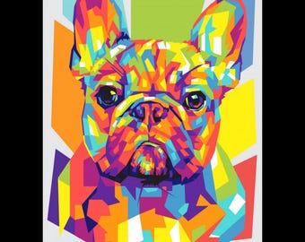 Colorful French Bulldog Pop Art Print, Valentine’s Day