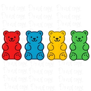 Gummibär Clipart - Godisbjörnsgrafik för klistermärken, t-shirts och mer (digital nedladdning, alla hjärtans dag, mors dag, 4 juli)
