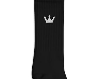 Chaussettes brodées couronne, Broderie personnalisée, Chaussettes fantaisie, Chaussettes confortables, Chaussettes douillettes, Chaussettes en tricot, Chaussettes de compression, Chaussettes cool